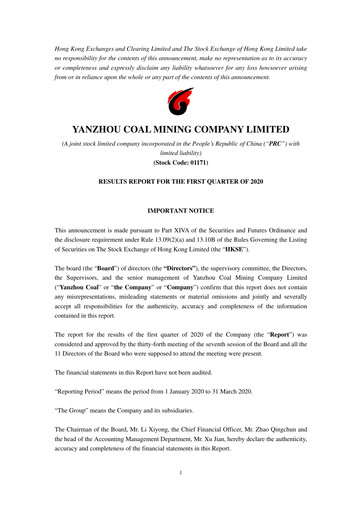 Thumbnail Yankuang Energy (Yanzhou Coal Mining) Quarterly Report 2020-q1