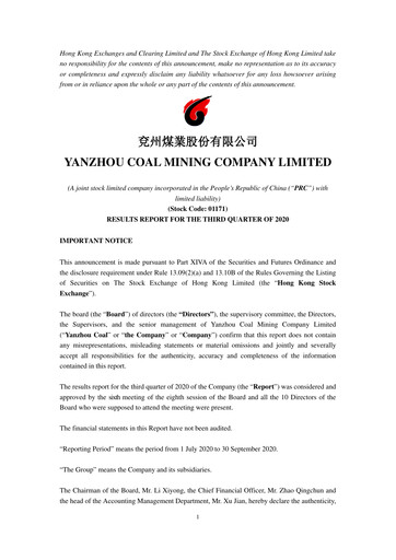 Thumbnail Yankuang Energy (Yanzhou Coal Mining) Quarterly Report 2020-q3