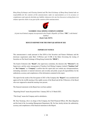 Thumbnail Yankuang Energy (Yanzhou Coal Mining) Quarterly Report 2021-q1