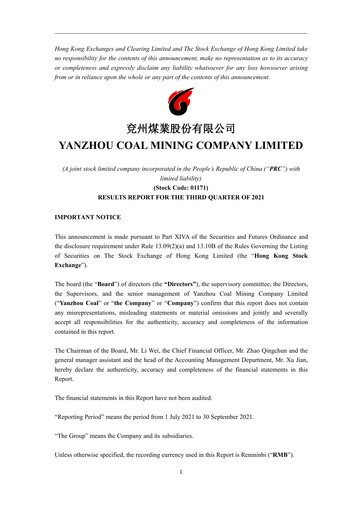 Thumbnail Yankuang Energy (Yanzhou Coal Mining) Quarterly Report 2021-q3
