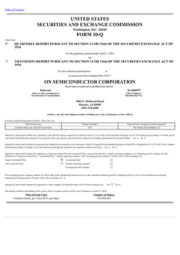 Thumbnail ON Semiconductor Quarterly Report 2022-q1