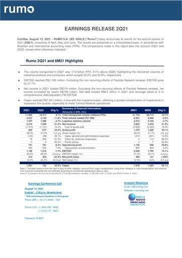 Thumbnail Rumo Quarterly Report 2021-q2