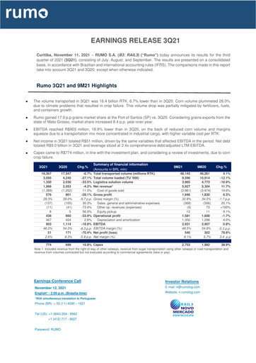 Thumbnail Rumo Quarterly Report 2021-q3