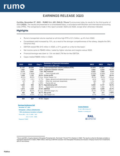 Thumbnail Rumo Quarterly Report 2023-q3