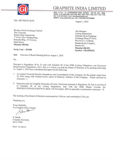 Miniature Graphite India Rapport trimestriel 2025-q1