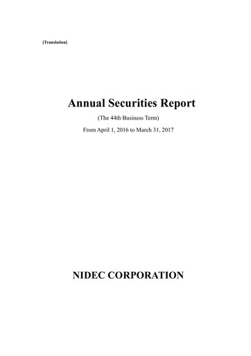 Thumbnail Nidec Annual Report fy2017