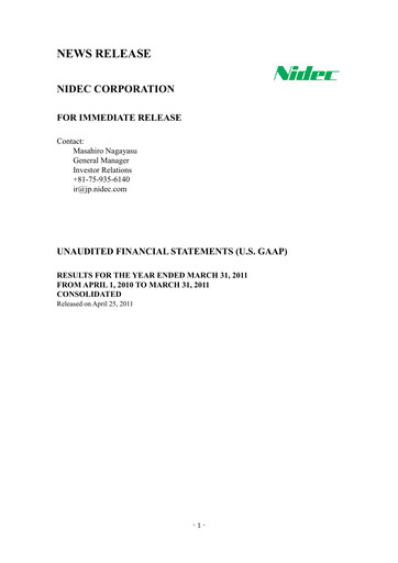 Thumbnail Nidec Financial Statement fy2011