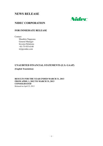 Thumbnail Nidec Financial Statement fy2013