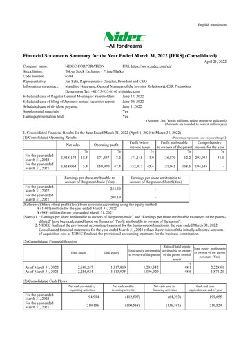 Thumbnail Nidec Financial Statement fy2022