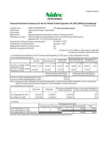 Thumbnail Nidec Half-year Report 2022-h1