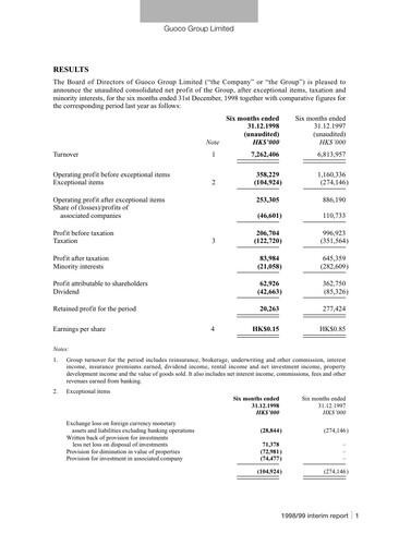 Thumbnail Guoco Half-year Report 1998-h1