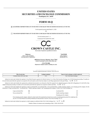 Thumbnail Crown Castle Quarterly Report 2026-q1