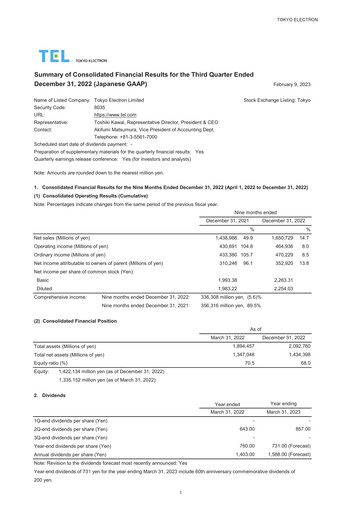 Thumbnail Tokyo Electron Quarterly Report 2022-q3