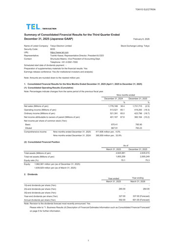 Thumbnail Tokyo Electron Quarterly Report 2026-q3