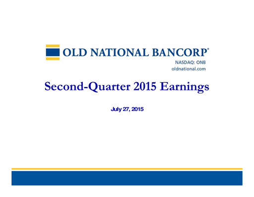 Thumbnail Old National Bank
 Quarterly Report 2015-q2