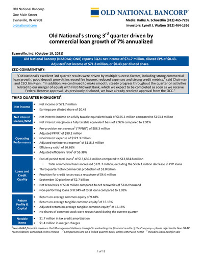 Thumbnail Old National Bank
 Quarterly Report 2021-q3
