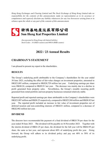 Thumbnail Sun Hung Kai Properties
 Financial Report 2022-2023