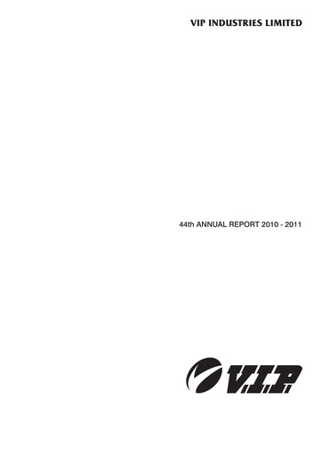Miniature VIP Industries
 Rapport annuel 2010-2011