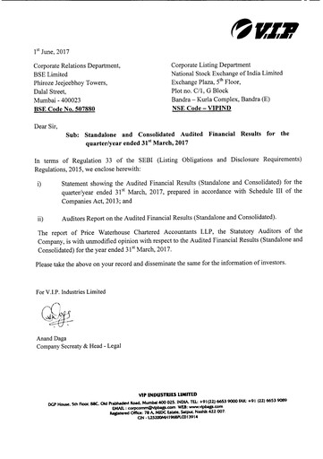 Thumbnail VIP Industries
 Financial Statement 2016-2017