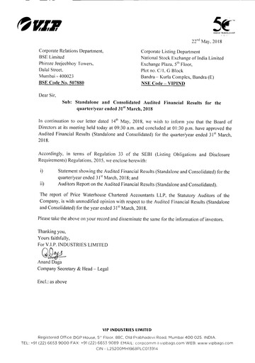 Thumbnail VIP Industries
 Financial Statement 2017-2018