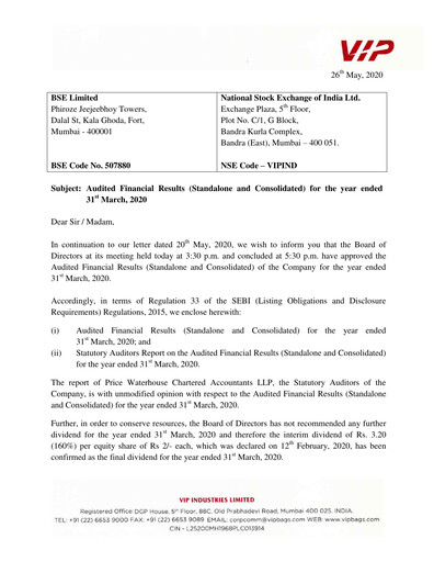 Thumbnail VIP Industries
 Financial Statement 2019-2020