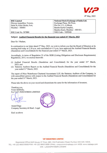 Thumbnail VIP Industries
 Financial Statement 2022-2023