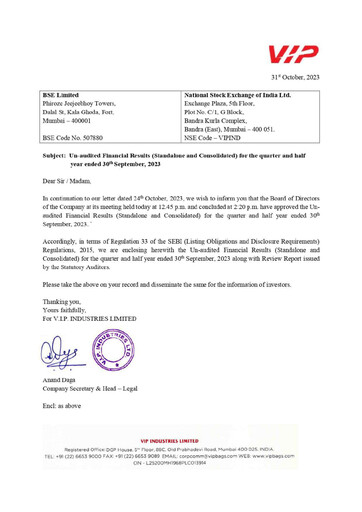 Thumbnail VIP Industries
 Quarterly Report 2023-q2