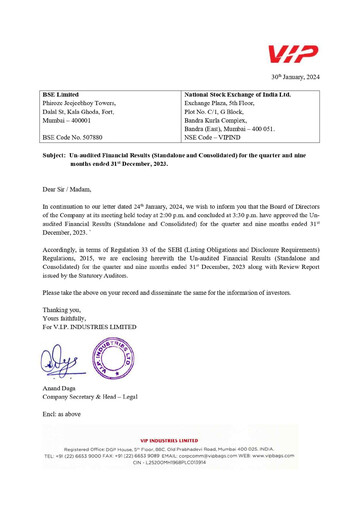 Thumbnail VIP Industries
 Quarterly Report 2023-q3