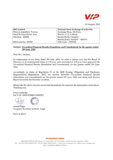 Thumbnail VIP Industries
 Quarterly Report 2024-q1