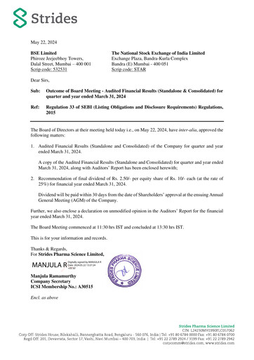 Thumbnail Strides Pharma Financial Statement 2023-2024