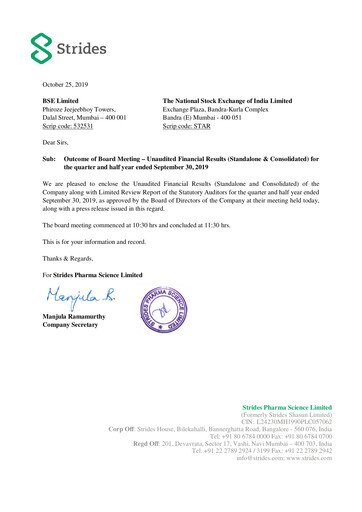 Thumbnail Strides Pharma Quarterly Report 2019-q2