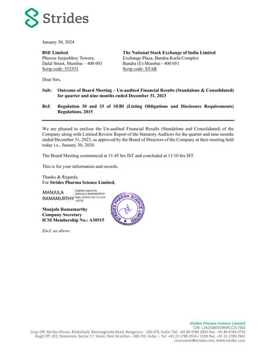 Thumbnail Strides Pharma Quarterly Report 2023-q3