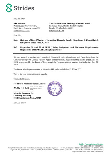 Thumbnail Strides Pharma Quarterly Report 2024-q1