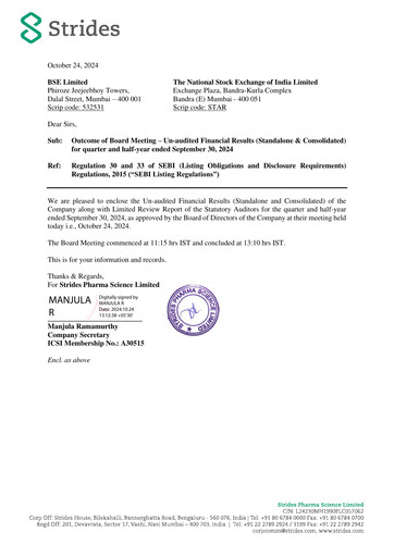 Thumbnail Strides Pharma Quarterly Report 2024-q2