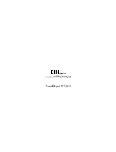 Thumbnail EIH Limited Annual Report 2009-2010