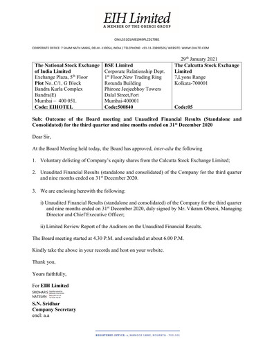 Thumbnail EIH Limited Quarterly Report 2020-q3