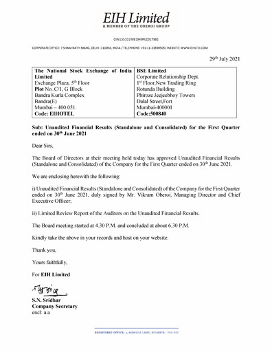 Thumbnail EIH Limited Quarterly Report 2021-q1