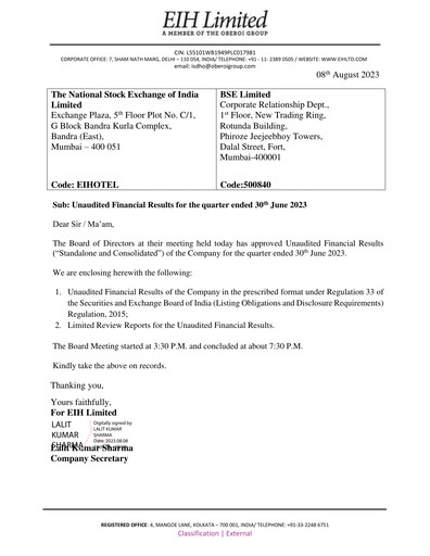 Thumbnail EIH Limited Quarterly Report 2023-q1