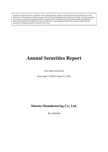 Vorschaubild Murata Manufacturing (Murata Seisakusho) Finanzbericht fy2026