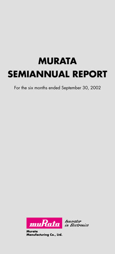 Thumbnail Murata Manufacturing (Murata Seisakusho) Half-year Report 2002