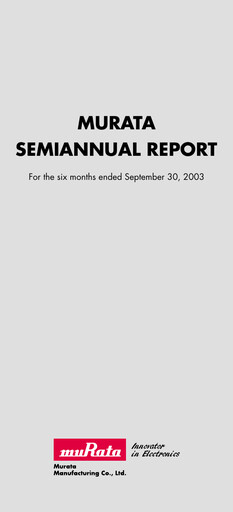 Thumbnail Murata Manufacturing (Murata Seisakusho) Half-year Report 2003