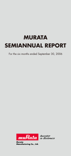 Thumbnail Murata Manufacturing (Murata Seisakusho) Half-year Report 2006