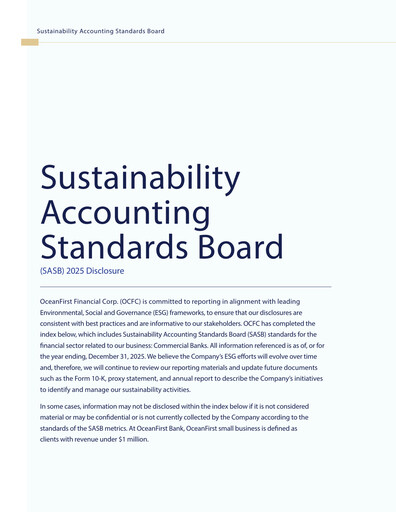 Thumbnail OceanFirst Financial ESG Report 2025