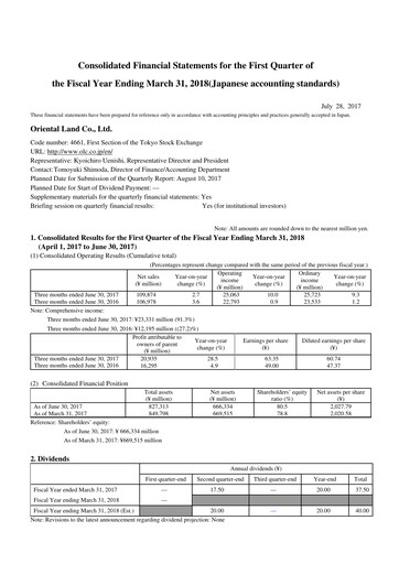 Thumbnail Oriental Land Quarterly Report 2018-q1