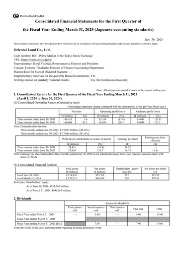 Thumbnail Oriental Land Quarterly Report 2025-q1