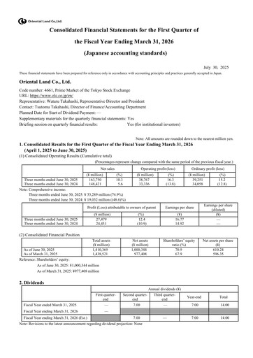 Thumbnail Oriental Land Quarterly Report 2026-q1