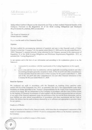 Thumbnail Orient Electric
 Financial Statement 2019-2020