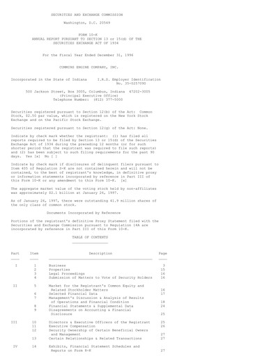 Thumbnail Cummins
 Annual Report 1996