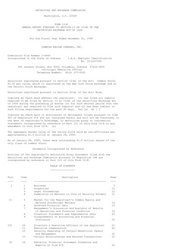 Thumbnail Cummins
 Annual Report 1999
