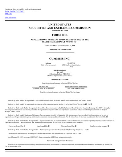 Thumbnail Cummins
 Annual Report 2008